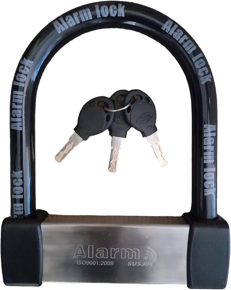 ENZZONE Heavy Duty Anti Theft Alarm U Lock for E-Bikes, Scooters, Motorcycles - 16mm Stainless Steel, 3 Keys, Weatherproof - Image 1